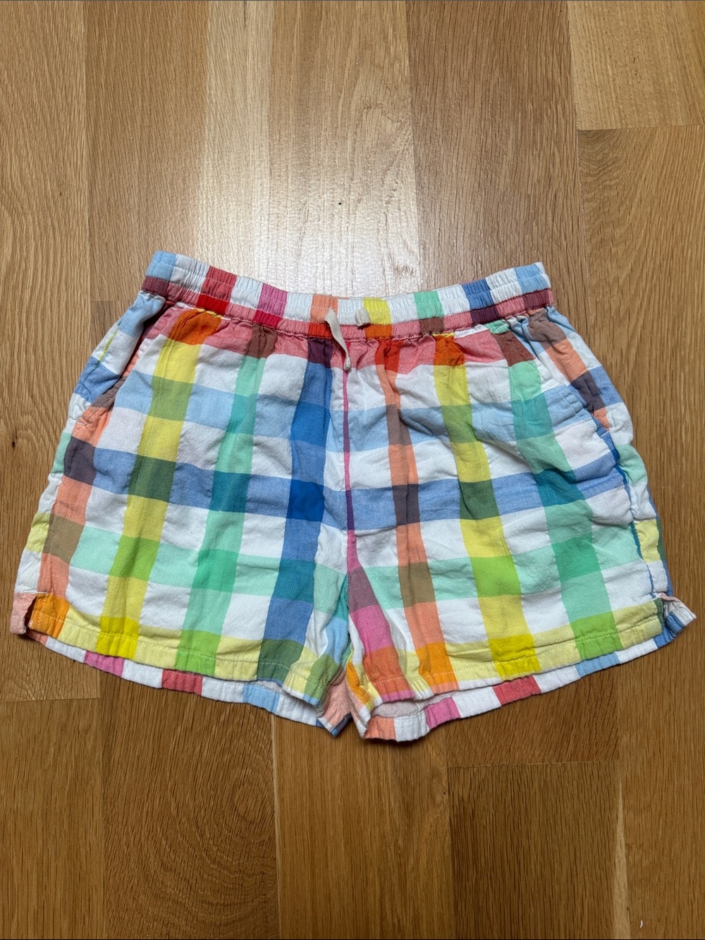 Primary Multicolor Plaid Cotton Shorts